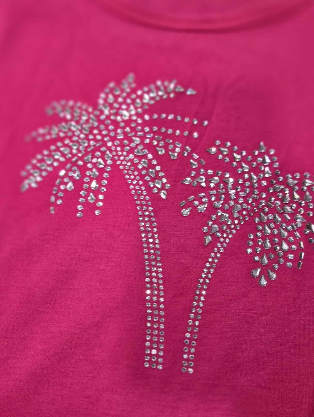Pink Palm Tree Rhinestone Top 3/4 Sleeve Lightweight Casual Blouse Size 2x - Picture 5 of 9